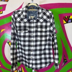 JACHS Girlfriend Indigo Buffalo Plaid Flannel Shirt. Size Small. Excellent cond!